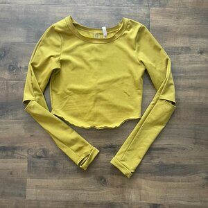 FP Movement Ribbed Cropped Long Sleeve Zip Back Top Size M - Free People